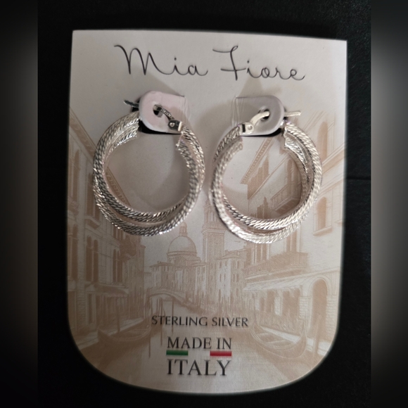Sterling Silver Hoop Earrings 1.25" - Picture 1 of 4